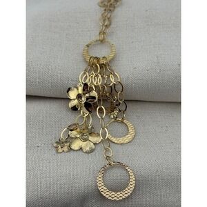Itaor Sterling Silver 925 Italy‎ Gold Tone Flower Dangle Necklace